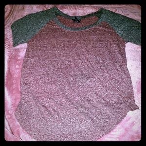 Rue21 red and gray baseball style short sleeve tee